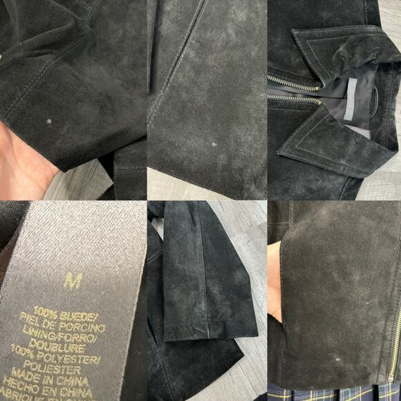 Y2K Suede Black Zip Blazer Jacket Size Medium - Picture 8 of 8